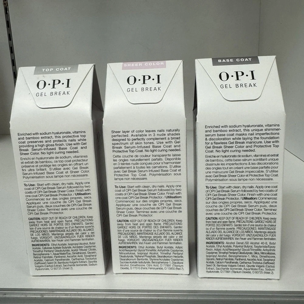 OPI Gel Break 123 Treatment System Base Coat+ Properly Pink Color + Top Coat